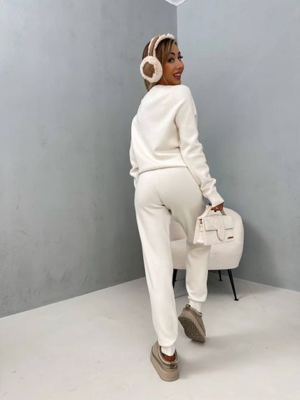 Женский теплый прогулочный костюм из ангоры кофта и штаны, LK144 цвет белый, размер 42/44 | Зображення 3