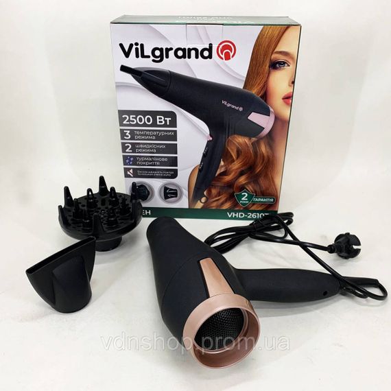 Мощный универсальный фен Vilgrand VHD 2610TI 2500 Вт, Фен для объемной укладки для дома и салона TF-26 | Зображення 2