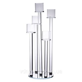 Подсвечник стеклянный на 5 свечей 20×56.5 см подсвечник декоративный прозрачный на ножке HP-4-16