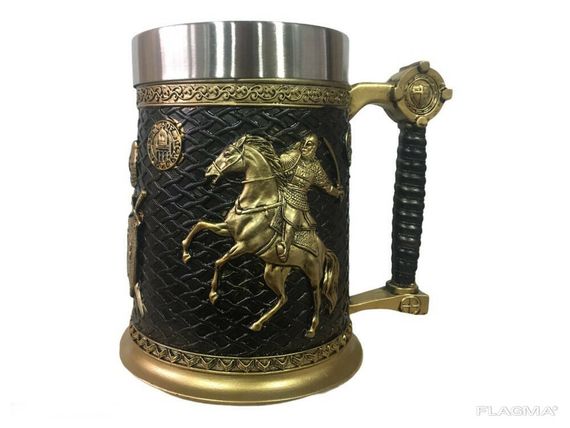 Кружка Чашка 3D Skull Mug Череп Пивная кружка Рыцарь на коне 3D Рыцарь Крестоносец | Зображення 3