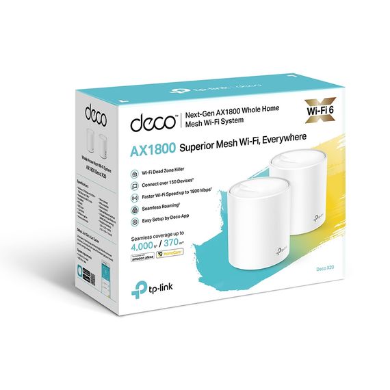 Маршрутизатор TP-Link  DECO X20 2PK AX1800 1xGE LAN 1xGE WAN MU-MIMO OFDMA MESH (DECO-X20-2-PACK) | Зображення 4