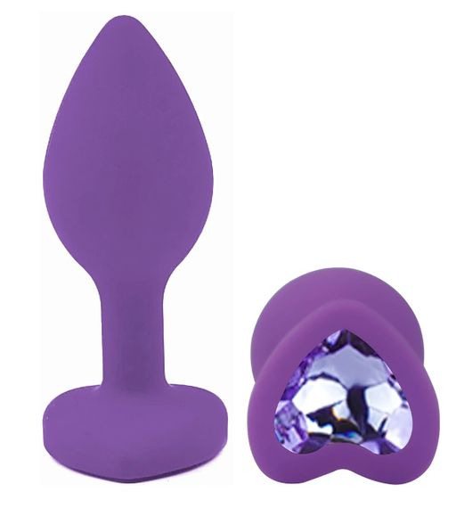 Анальна пробка EGZO Amethyst S — фіолетова силіконова анатомічна з кристалом Sex Aura | Зображення 1