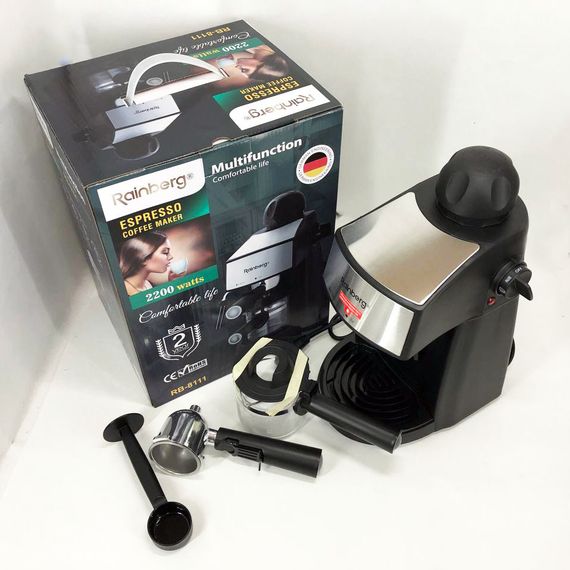 Кофемашина Rainberg RB-8111 кофеварка рожковая с капучинатором 2200W Espresso, HF-809 маленькая кофемашина | Зображення 5