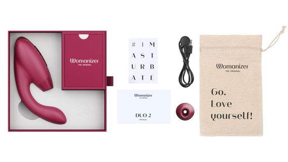 Двойной вакуумный клиторальный стимулятор с вибрацией Womanizer Duo 2 - Bordeaux, независимые моторы sexstyle | Зображення 6