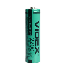 Акумулятор 18650 Li-lon 3,7V 2200mAh без захисту (бл-1шт) Videx