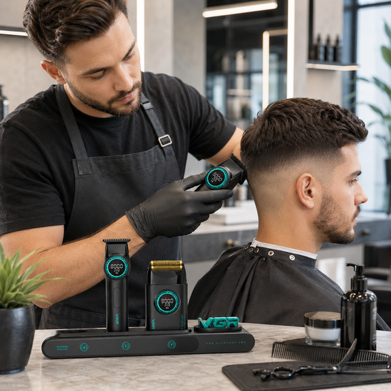 Професійний набір для барберів VGR Stepless Pro 3 in 1 BLACK / Чоловічий комплект для стрижки VGR | Зображення 1