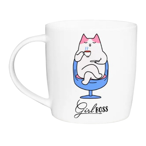 Чашка 360 мл Girl boss бочка + подарункова коробка Kvarta (9шт/пач) 1933