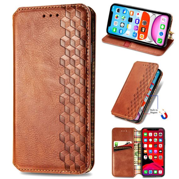 Кожаный чехол книжка GETMAN Cubic (PU) для Samsung Galaxy A13 4G Штучна шкіра, Слот для візитки, Коричневий | Зображення 4