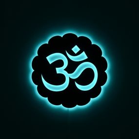 Панно декоративное картина на стену Знак Ом круглый подсветка 16 цветов пульт 400х400 acr-p000249