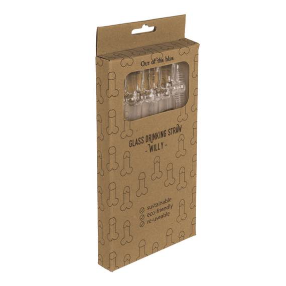Скляні трубочки Glass Drinking Straw Willy (в наборі 4 трубочки та щіточка) sexstyle | Зображення 5