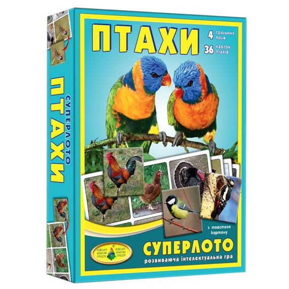 Детская настольная игра супер ЛОТО "Птицы" 81930 карточки птиц — 36 шт