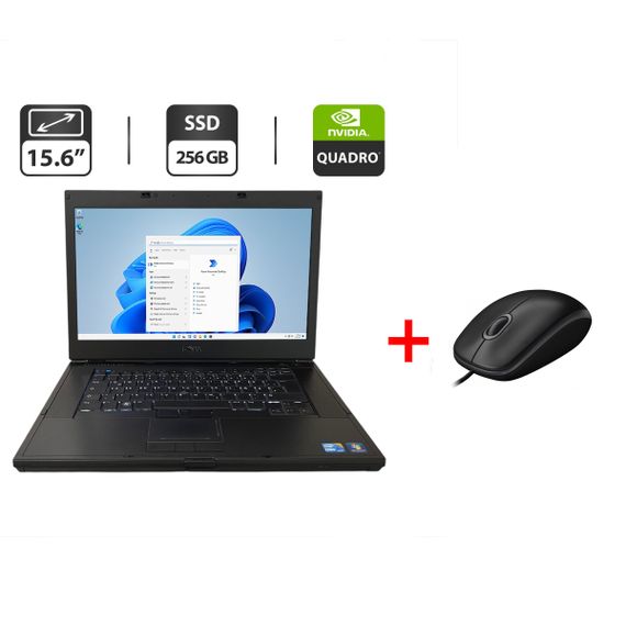 Мобільна робоча станція Dell Precision M4500 / 15.6" (1600x900) TN / Intel Core i5-520M (2 (4) ядра по 2.4 - 2.9 GHz) / 8 GB DDR3 / 256 GB SSD / nVidia Quadro FX 880M, 1 GB GDDR3, 128-bit / DVD-ROM б/в + Подарунок Дротова миша / USB