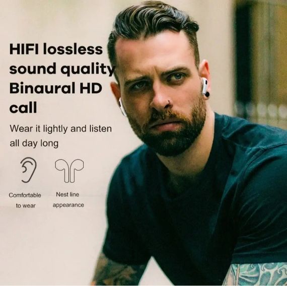 Бездротові Bluetooth-навушники Pro 6 TWS з мікрофоном Fone 5,3 Чорний | Зображення 4
