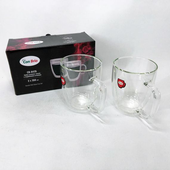 Стаканы и чашки с двойным дном, Стеклянные чашки с двойными стенками набор 2шт Чашка двойной стенкой ZX-30 | Зображення 1