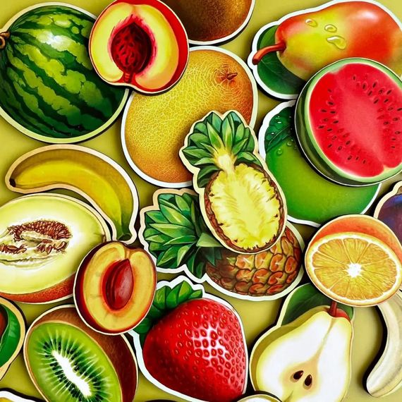 Деревянный пазл-вкладыш "Фрукты в разрезе" Ubumblebees (ПСД136) PSD136 сортер | Зображення 1