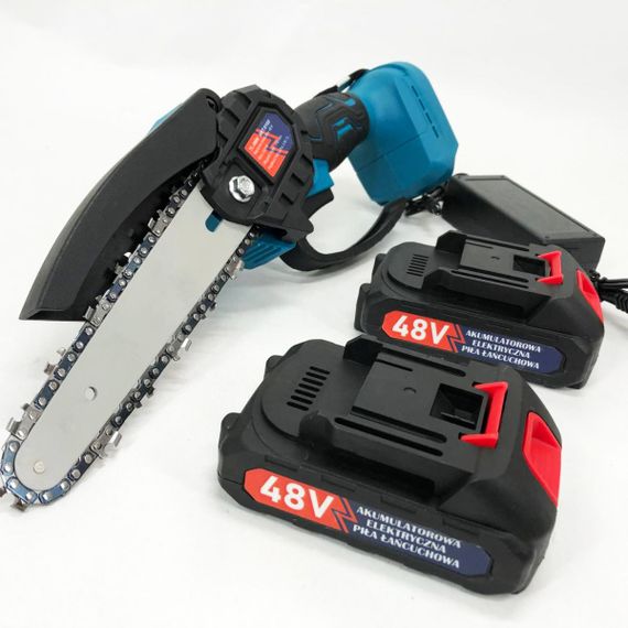 Акумуляторна ланцюгова міні пила 6" (15 см) Domotec 24V для обрізання дерев та розпилу дров, по дереву | Зображення 2