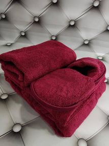 Набор в сауну мужской (полотенце-юбка, полотенце, тапочки) Suvari Bordo Махра