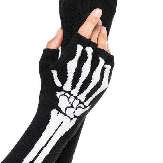 Рукавички без пальців Leg Avenue Skeleton Fingerless Gloves, чорні, O/S | Зображення 1