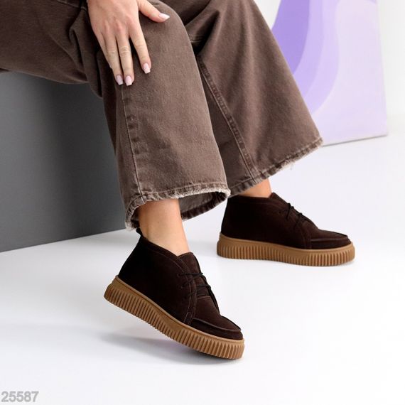 Замшевые ботинки дезерты в стиле casual на утолщенной подошве цвет Шоколад | Зображення 1