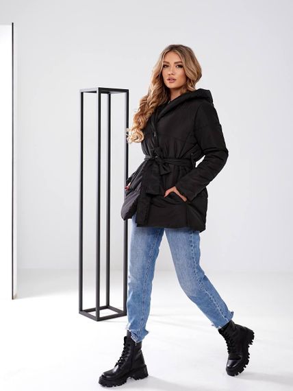 Жіноча зимова куртка з поясом, арт. 505, чорний | Зображення 5