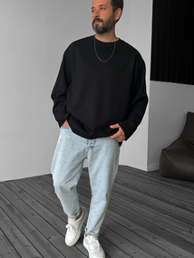 Кофта лонгслів Оверсайз Петля чорний S XL