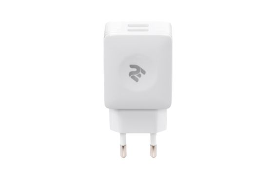 Сетевое ЗУ 2Е Wall Charger USB-A Dual 2.4A, white (2E-WC4USB-W)