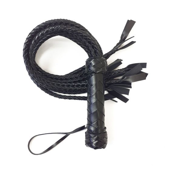 Флогер Кішка з натуральної шкіри 9 плетених хвостів по 50 см Art of Sex - Cat Flogger, Чорний | Зображення 5