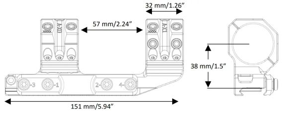 Моноблок Spuhr QDP-4016 з виносом. d - 34 мм. High (1.5). Picatinny | Зображення 5