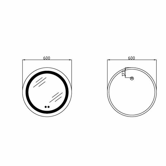 Дзеркало Lidz Aria R600 з LED-підсвічуванням Touch, з антизапотіванням, з димером, рег. яскравості LD78LR600 | Зображення 1
