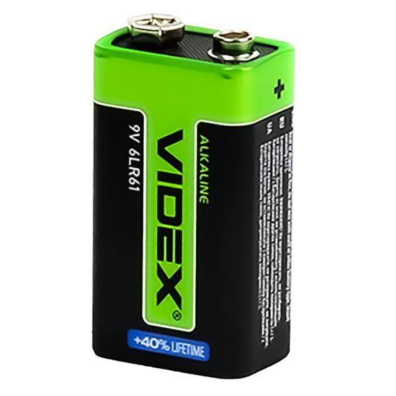 Лужна (алкалінова) батарейка Videx 6LR61 / 9V Крона | Зображення 1