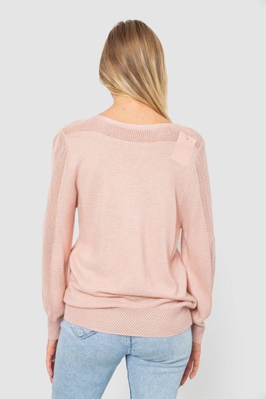 Кофта жіноча з манжетами, колір пудровий, 244R999 | Зображення 3