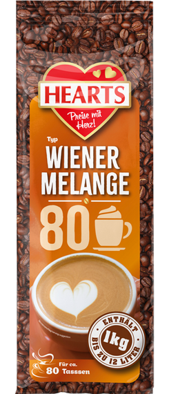 Капучіно класичний віденський Hearts Wiener Melange,1кг. Напій кавовий розчинний швидкого приготування
