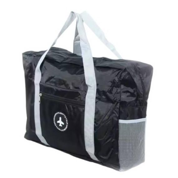 Містка дорожня сумка для подорожей із бічними кишенями Чорна