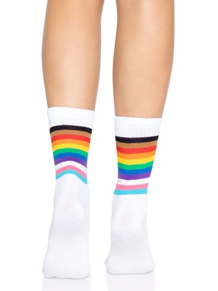 Шкарпетки жіночі в смужку Leg Avenue Pride crew socks Rainbow, 37–43 розмір | Зображення 1