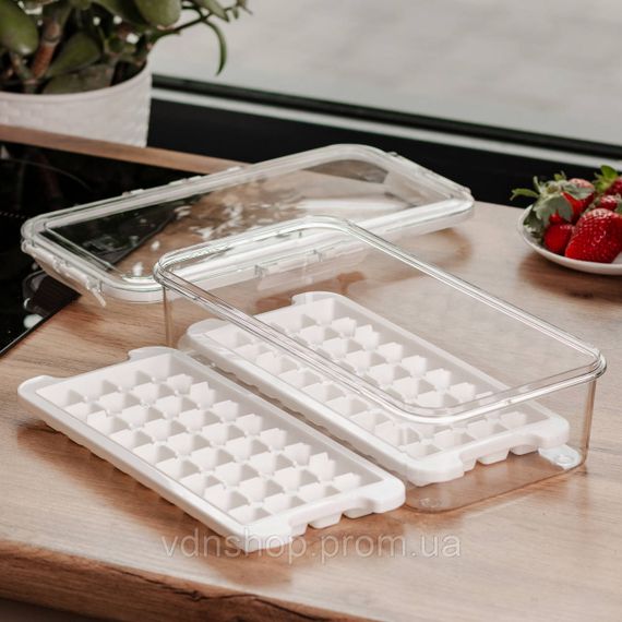 Контейнер для заморозки льда с крышкой 72 отсека 30.5х16х7.5 см пищевой контейнер пластиковый Бежевый HP-27-9 | Зображення 2