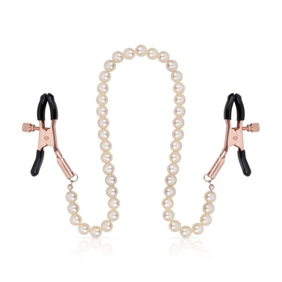 Затискачі для сосків з перлинним ланцюжком Rosy Gold - Nipple Clamps Pearls | Зображення 1