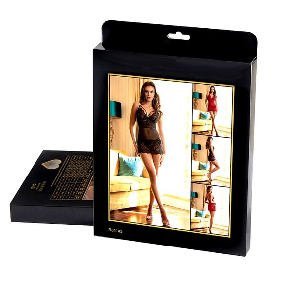 Пеньюар з трусиками Star Night з мереживом на топі та спідниці, чорний, XS-S sexstyle | Зображення 9