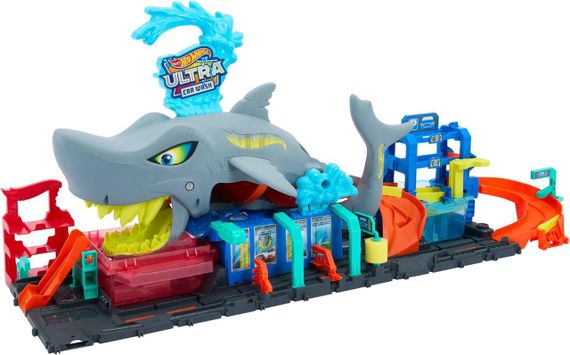 Трек Хот Вілс Кольорове перетворення Автомийка Акула Оригінал Hot Wheels City Ultra Shark Car Wash | Зображення 1
