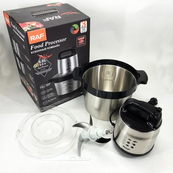 Кухонний блендер подрібнювач RAF R.7008 6 л 1600 Вт, Потужний подрібнювач з чашею нержавіюча сталь | Зображення 7