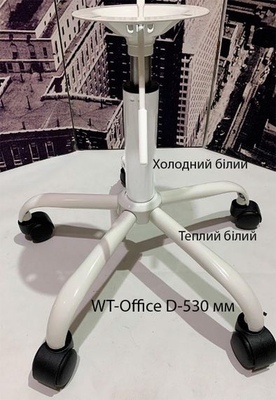 Робочий стілець Holy WT-Office D-530 мм на білій хрестовині з колесами, м'яка оббивка шкірозамінник білий | Зображення 1