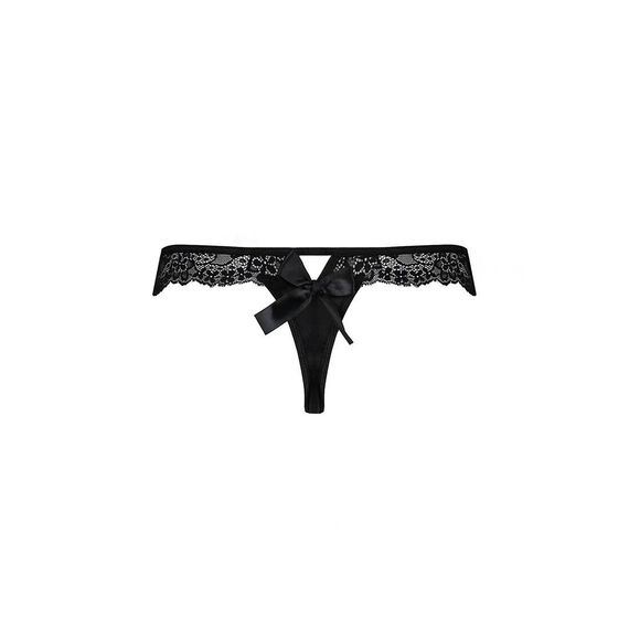 Кружевные трусики-танга с атласным бантиком Naja Thong black L/XL - Passion | Зображення 5