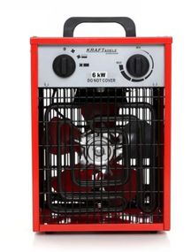 Тепловентилятор электрический Kraft Dele 6,0 кВт, площадь обогрева 60 кв.м., напольный, красный (KD11719)