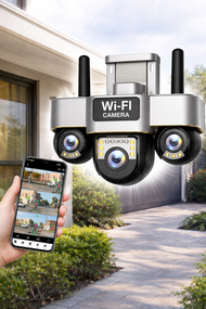 Вулична Wi-Fi камера відеоспостереження 15MP , 3 об'єктива /Поворотна камера спостереження / Smart Net Camera SC28 V380 PRO