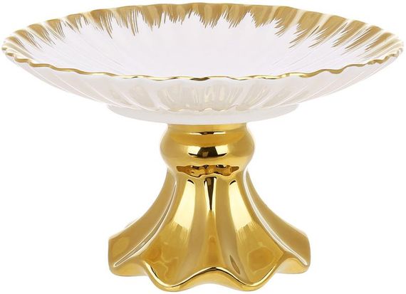 Фруктовница фарфоровая Gold Luxury диаметр25.4х15см на ноге с золотым декором