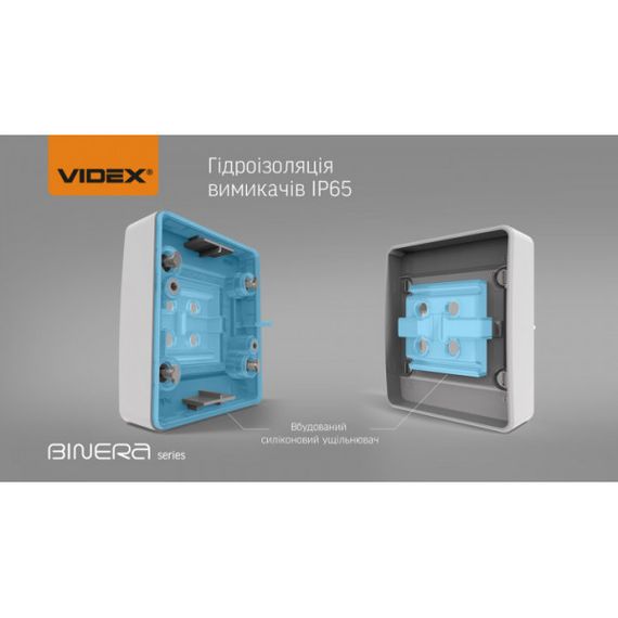 Защищенная наружная розетка с заземлением и выключатель VIDEX BINERA IP65 VF-BNW3-G серый | Зображення 7