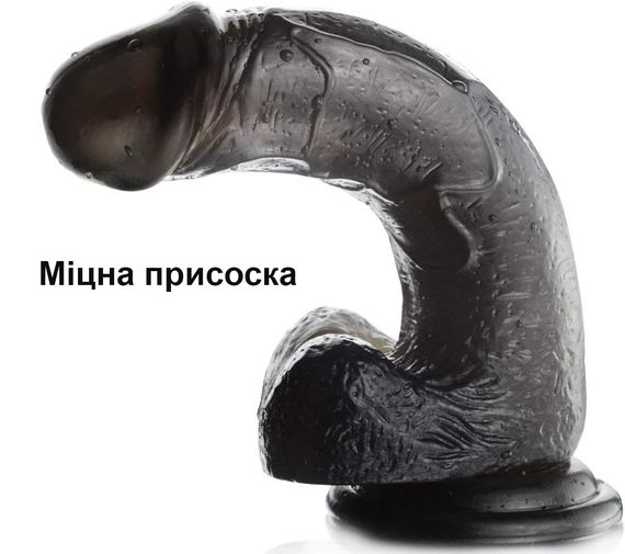 Фалоімітатор реалістичний, з мошонкою (15 см, чорний) | Зображення 1