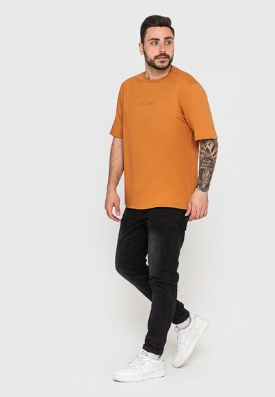Футболка для чоловіків гірчична з написом, 2XL | Зображення 2