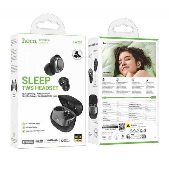 Бездротові навушники HOCO EW200 Elegant true wireless sleep BT headset Black | Зображення 1
