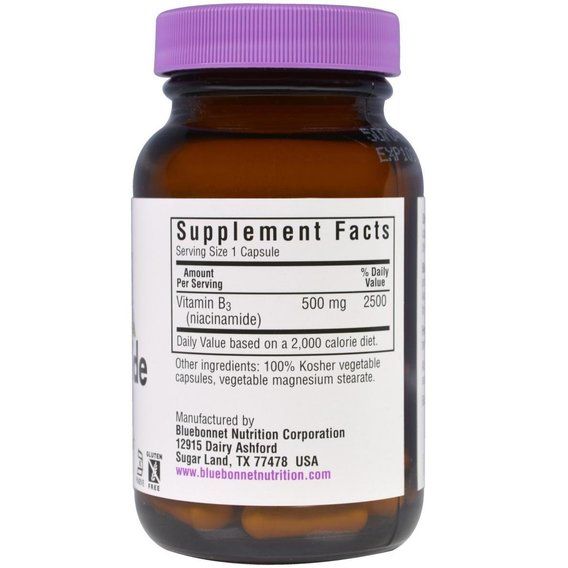 Ниацин Bluebonnet Nutrition Niacinamide 500 mg 60 Caps | Зображення 1