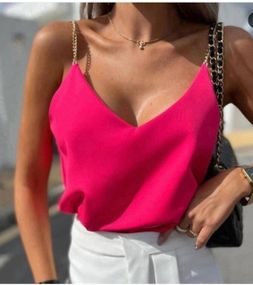 Женская легкая майка-топ из софта на тонких бретельк-цепочках MI617 размер 42/44 цвет розовый